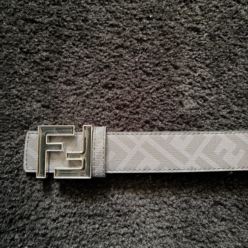 Fendi Gray Belt with Silver Buckle